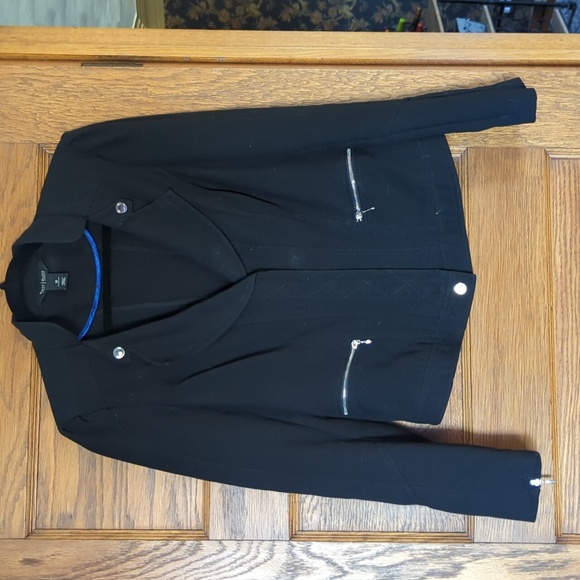 White House Black Market Jackets & Blazers - White House Black Market Black And Silver Embellished Motorcycle Jacket Size 10